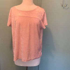 Women’s City Streets Pink Velvet Short Sleeve Top Size XL